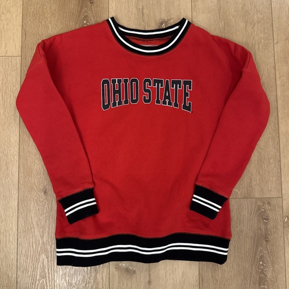 Authentic Apparel Sweaters - Ohio State Buckeyes Crewneck Sweatshirt Red XS Striped Trim NCAA College